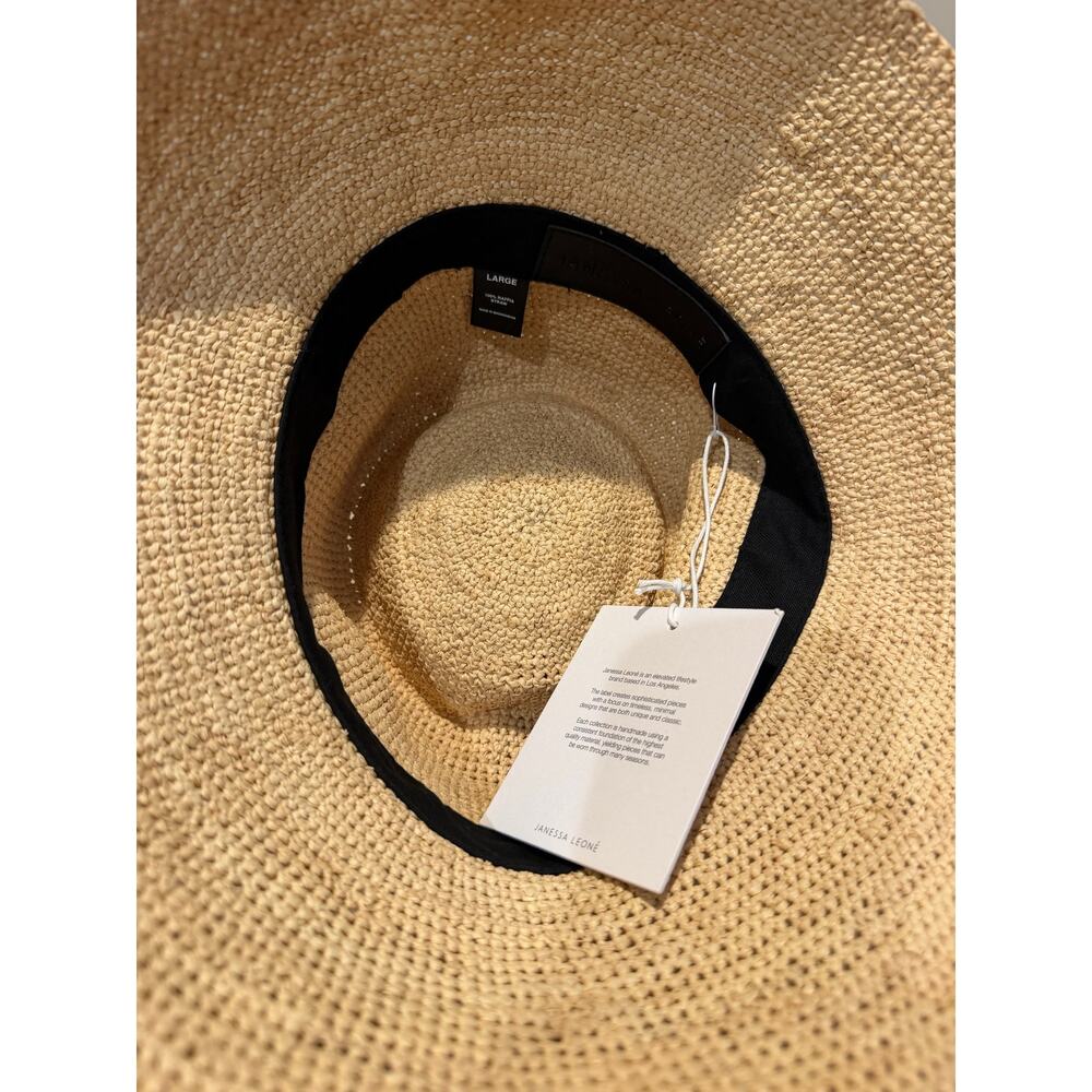 NEW Janessa Leone Felix Packable Bucket Hat Natural Raffia Straw Large - Picture 8 of 9